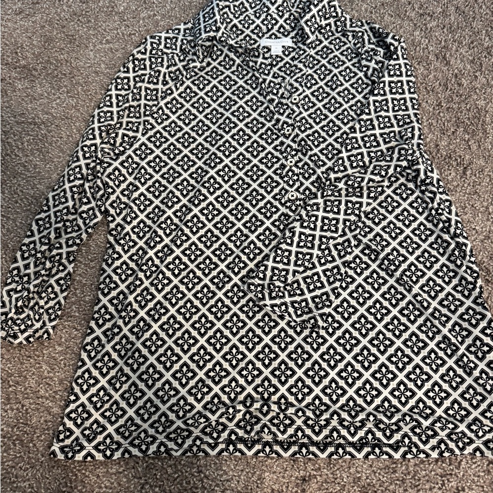 Charter Club Black and White Geometric Shirt